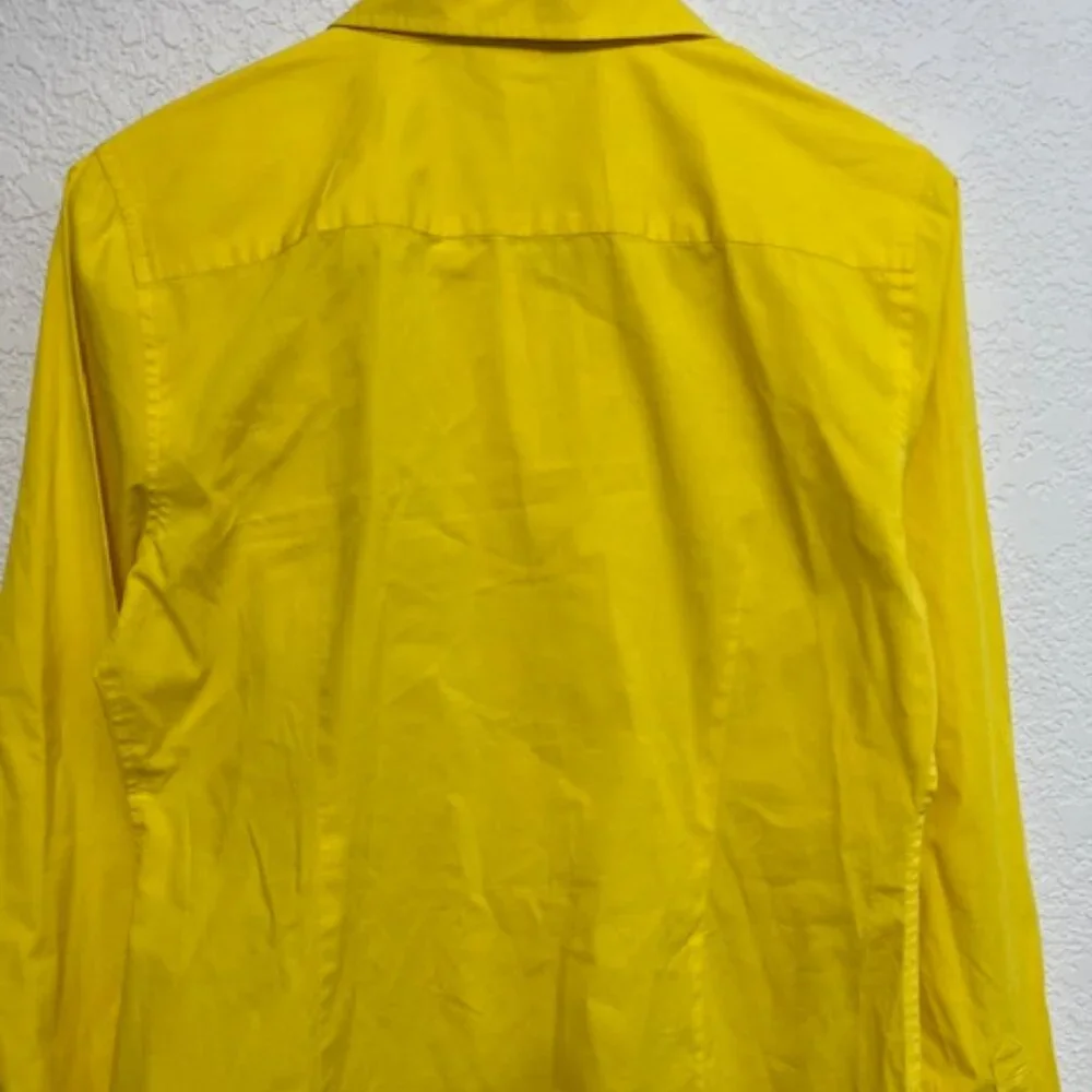 Moda International Yellow Button Front Blouse- Size M Summer Office Casual Fun - Picture 3 of 6